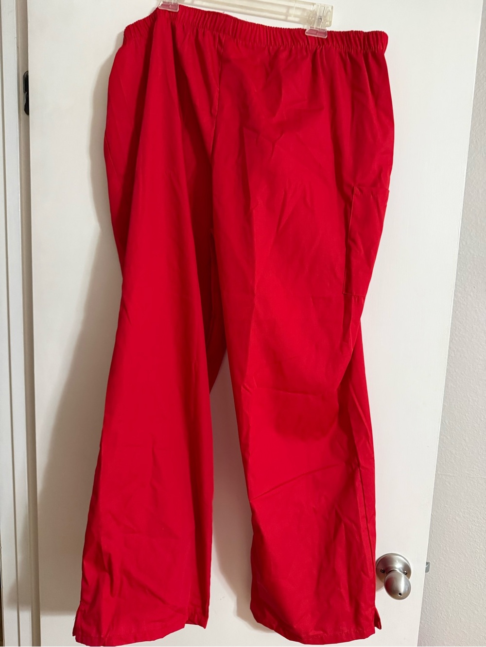 Bright Red Elastic Waist Pants